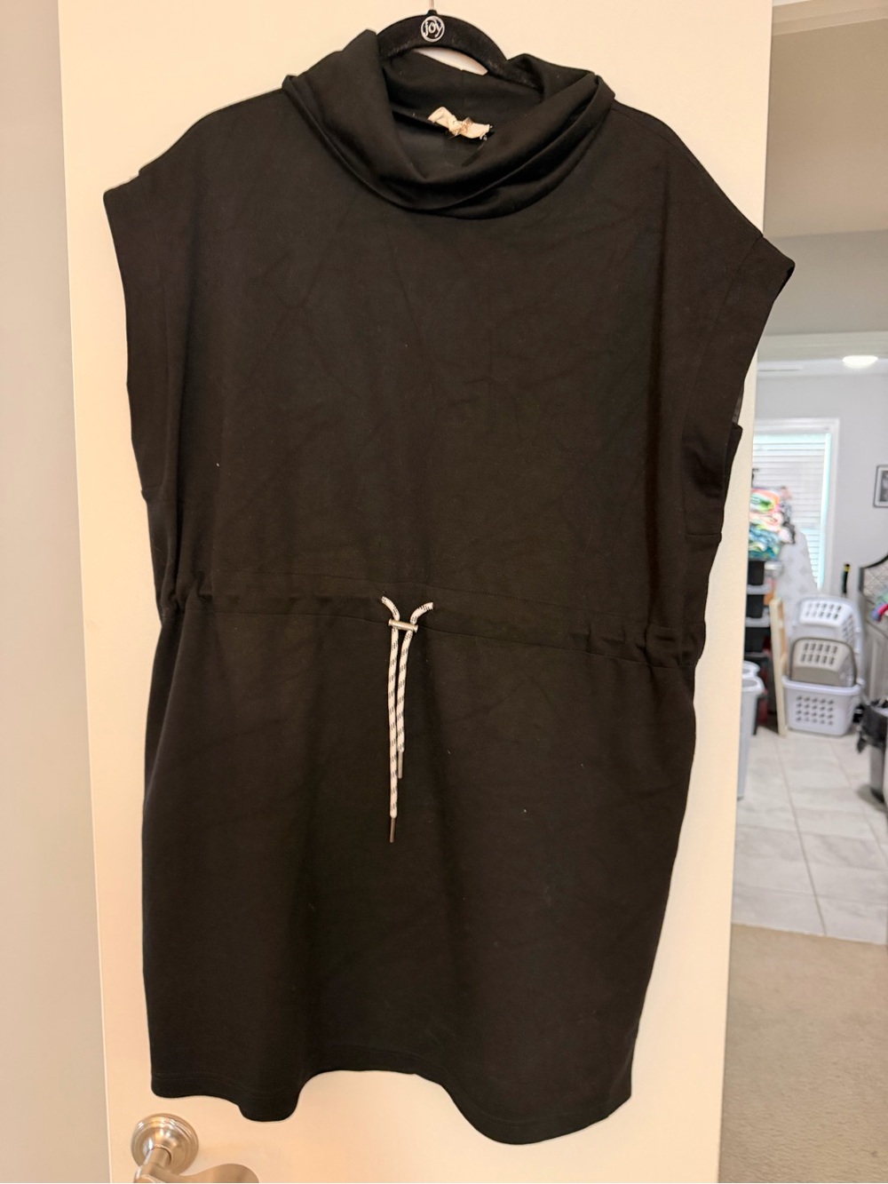 Entro Black Sleeveless Cowl Neck Drawstring Tunic